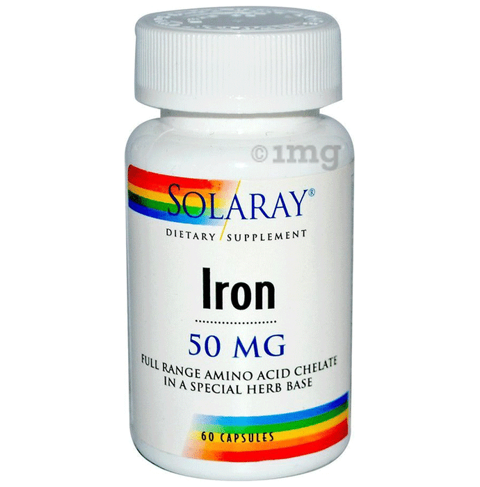 Solaray Iron 50mg Capsule | Full Range Amino Acid Chelate in Special Herb Base