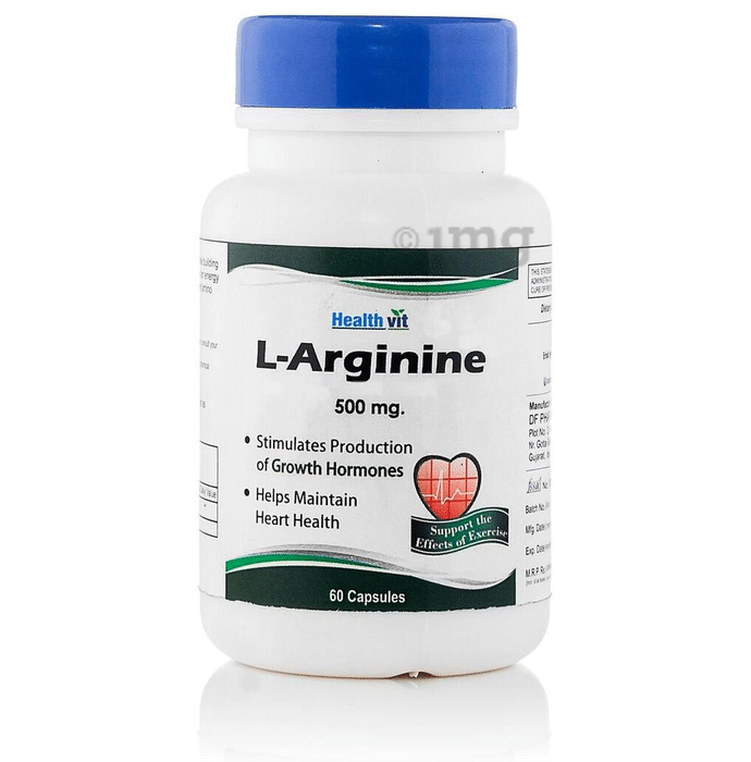 HealthVit L- Arginine 500mg | For Growth Hormones & Heart Health | Capsule
