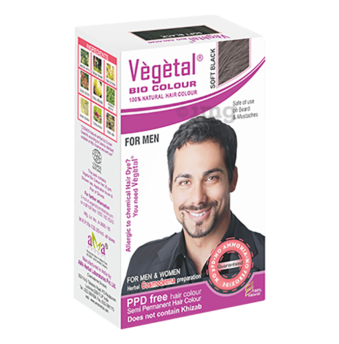 Vegetal Hair Colour for Men Soft Black: Buy box of 25 gm Powder at best  price in India | 1mg