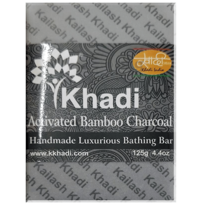 Khadi India Activated Bamboo Charcoal Handmade Luxurious Bathing Bar