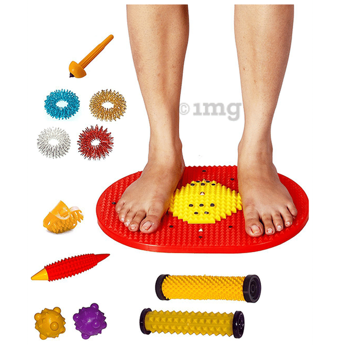 Dominion Care Combo Pack of Acupressure Bumper Mat, Magnets Pyramids, Sujok Ring & Ball, Karela Roll, Acupressure Thumb and Reflexology Chart