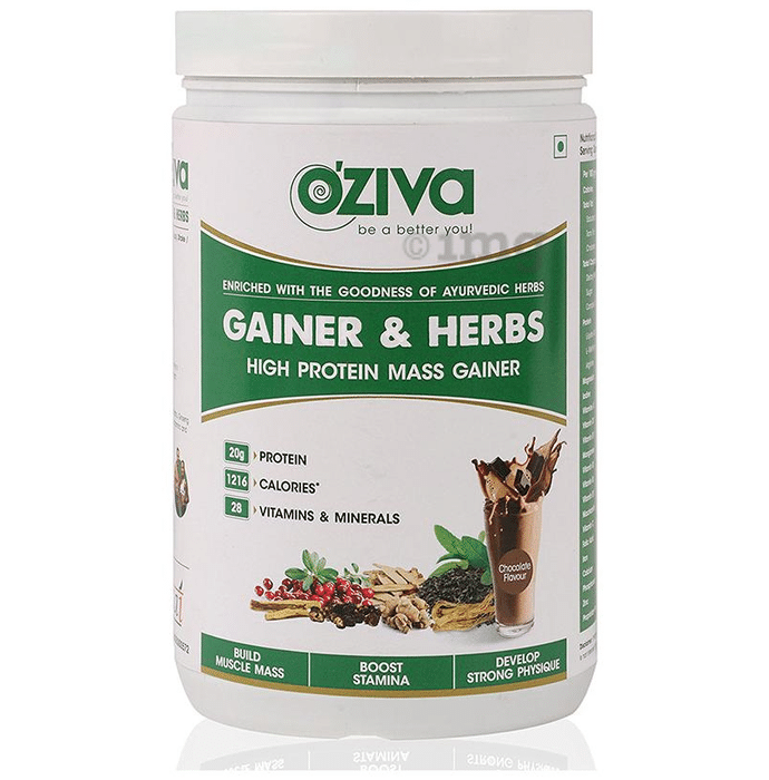 Oziva Gainer & Herbs, High Protein Mass Gainer Powder Chocolate