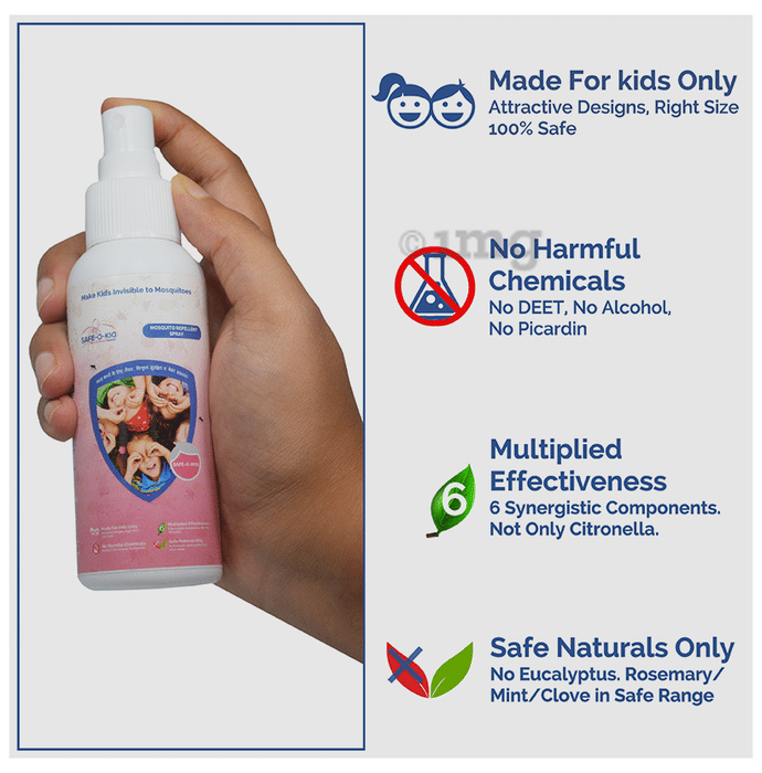 Safe-O-Kid Mosquito Repellent Spray with Free 6 Anti Mosquito Patches / Stickers