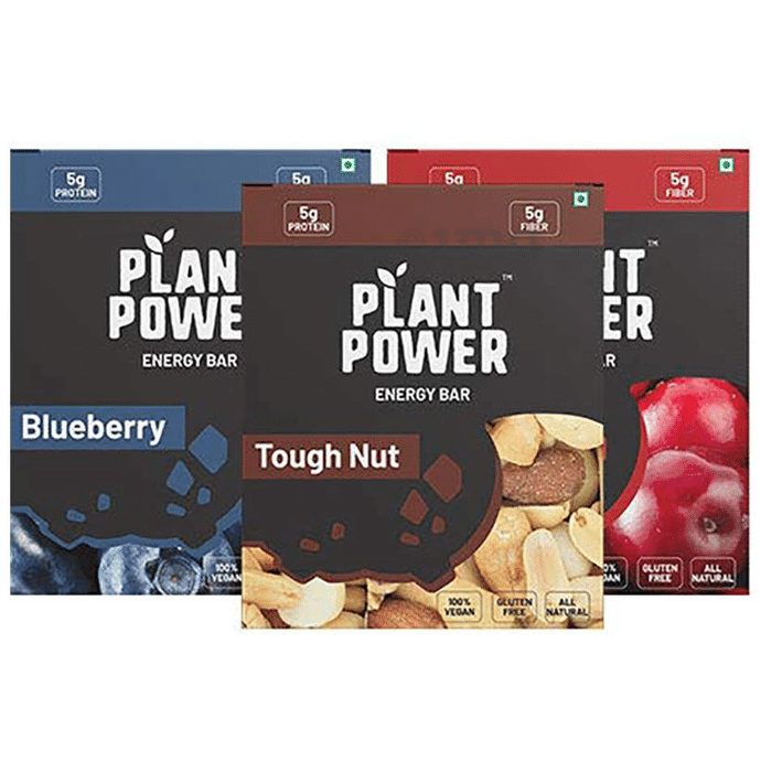 Plant Power Energy Bar (35gm Each) Variety Pack - Cranberry, Blueberry, Tough Nut