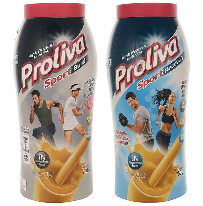 Nutrisattva Combo of Proliva Sport Build and Sport Recovery Powder (750gm Each) Vanilla Caramel Cream