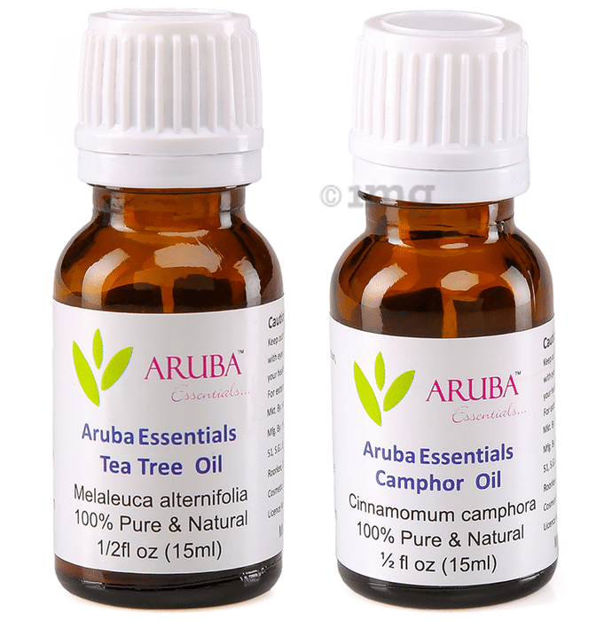 Aruba Essentials Combo Pack of Tea Tree Oil & Camphor Oil (15ml Each)