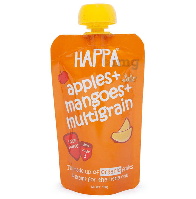 Happa Organic Fruit Puree Stage 3 Apples + Mangoes + Multigrain