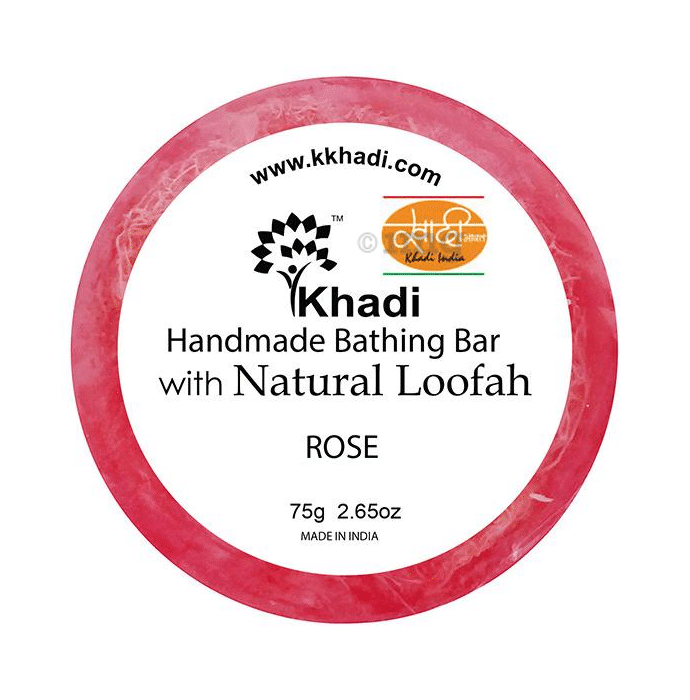 Khadi India Rose Natural Loofah Handmade Bathing Bar