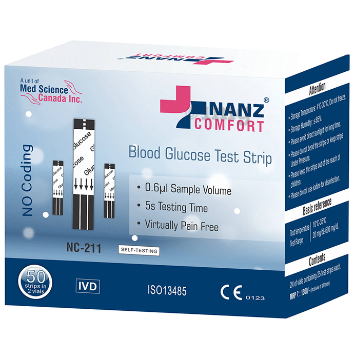 Nanz Comfort Blood Glucose Test Strip (25 Each)