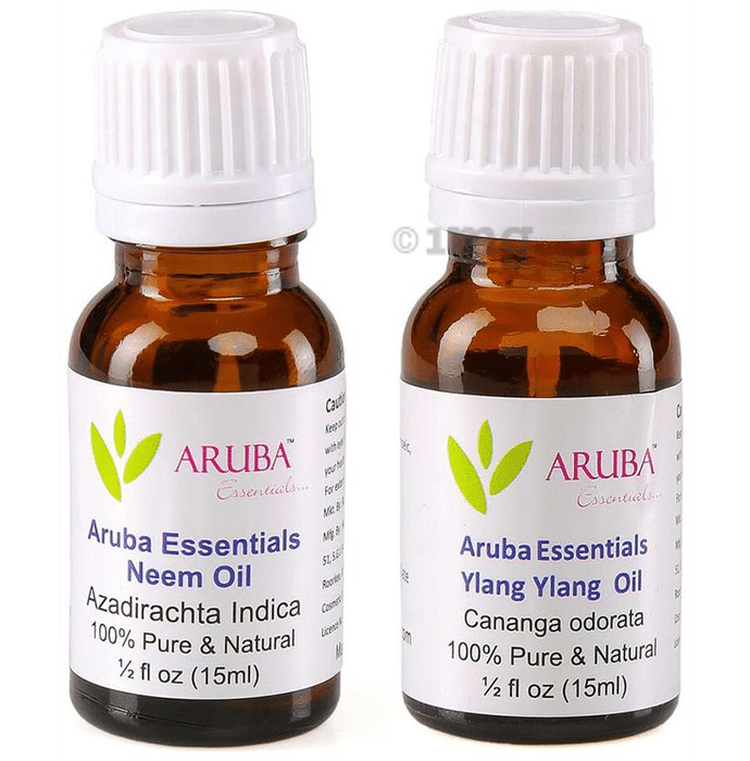 Aruba Essentials Combo Pack of Neem Oil and Ylang Ylang Oil (15ml Each)