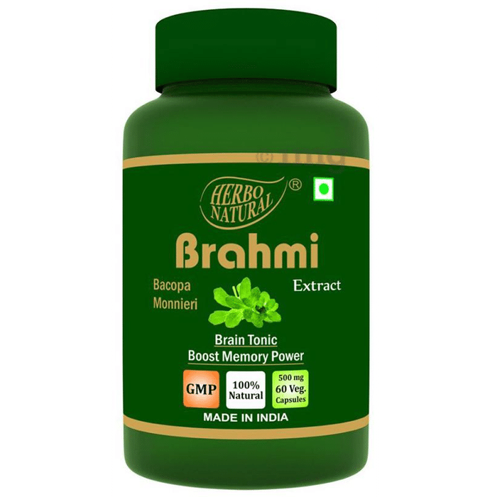 Herbo Natural Brahmi (Bacopa Monnieri) Extract  500mg Veg Capsule