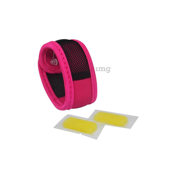 Safe-O-Kid Pink Anti-Mosquito Band with 2 Refills and Free 6 Anti Mosquito Patches / Stickers