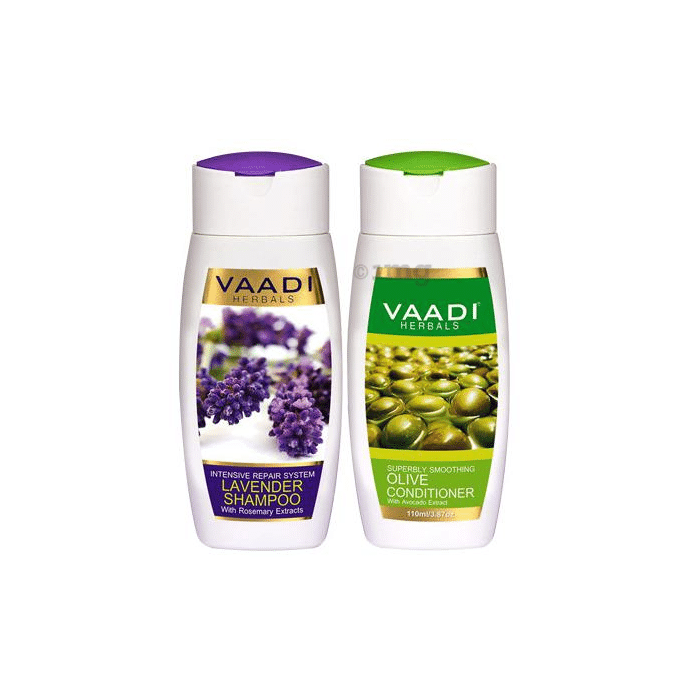 Vaadi Herbals Lavender Shampoo with Olive Conditioner (350ml Each)