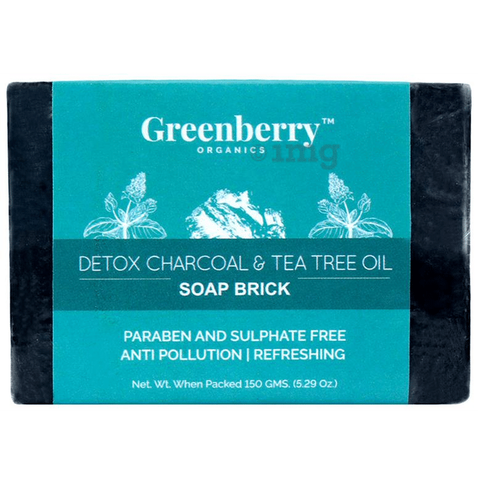 Greenberry Organics Soap Brick Detox Charcoal & Tea Tree Oil