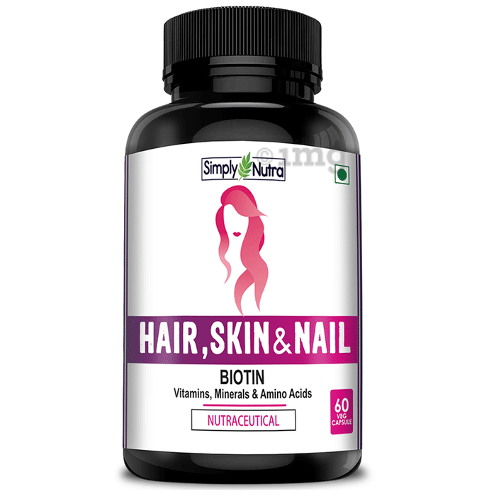 Simply Nutra Hair, Skin & Nail with Vitamins, Minerals & Amino Acids Veg  Capsule: Buy bottle of 60 capsules at best price in India | 1mg