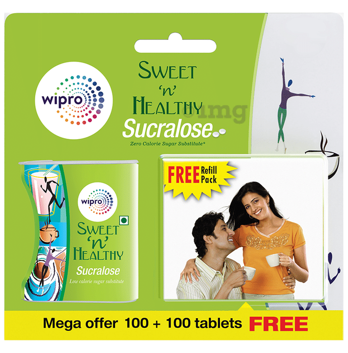 Wipro Sweet 'n' Healthy Sucralose 100 Tablets with Free 100 Tablets Refill Pack