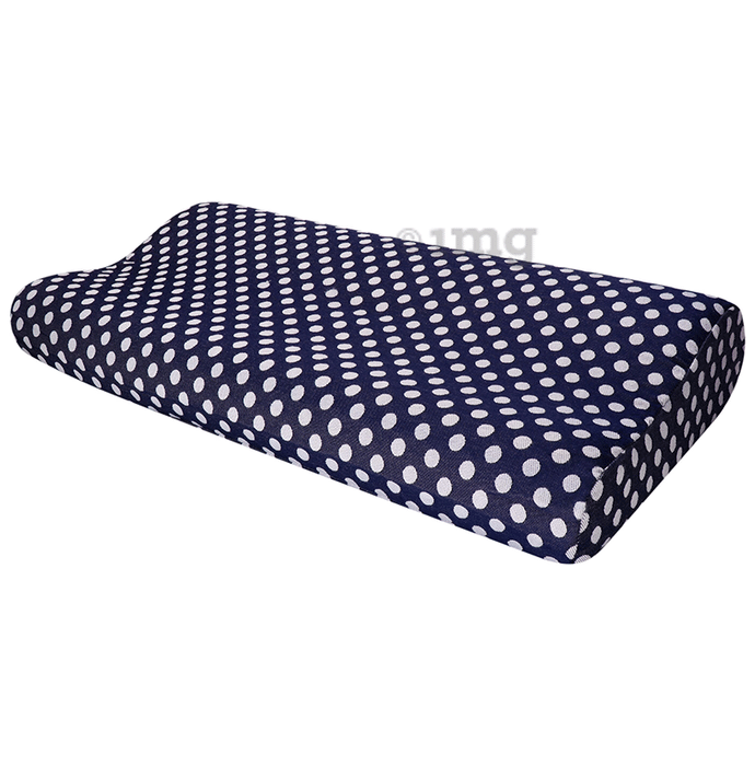Sleepsia Medium Contour Gel Infused Pillow Polka Dot Blue White Fabric