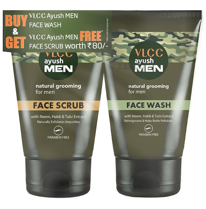 VLCC Ayush Men Face Wash (100gm) with Ayush Men Face Scrub (50gm) Free