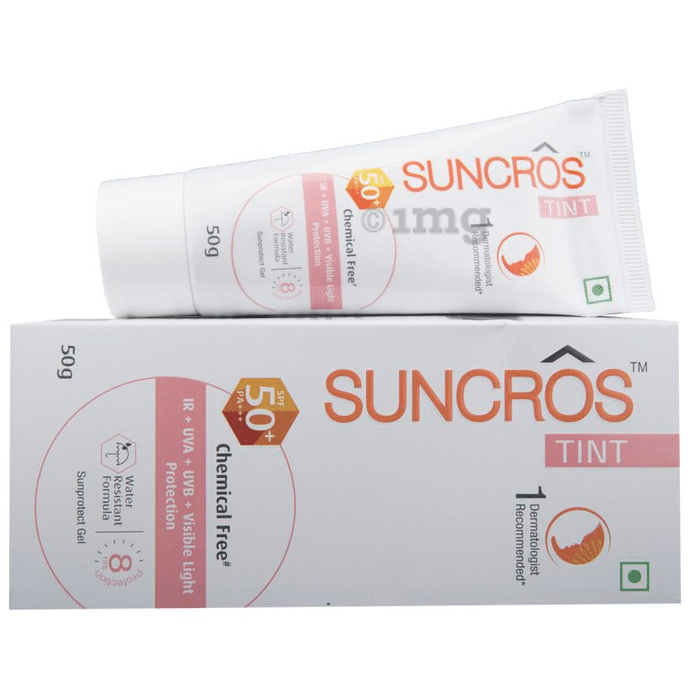 Suncros Tint Spf 50+ Gel PA+++ | IR + UVA + UVB + Visible Light Protection | Water Resistant