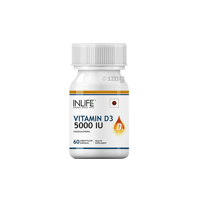 Inlife Vitamin D3 (Cholecalciferol) 5000IU | Liquid Filled Capsule