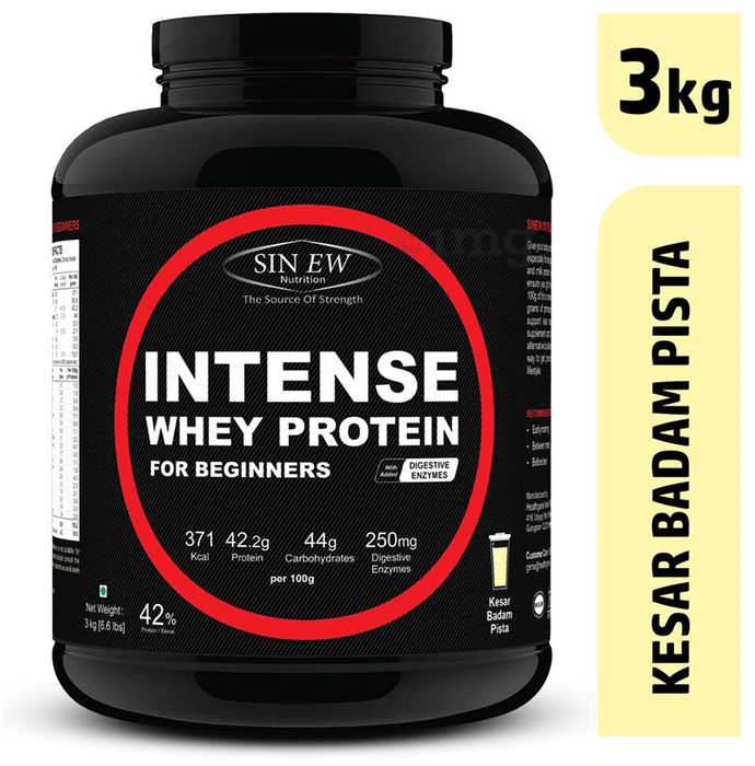 Sinew Nutrition Intense Whey Protein for Beginners with Digestive Enzymes Kesar Pista Badam