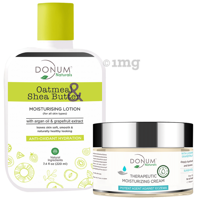 Donum Naturals Combo Pack of Oatmeal & Shea Butter Moisturising Lotion and Therapeutic Moisturizing Cream