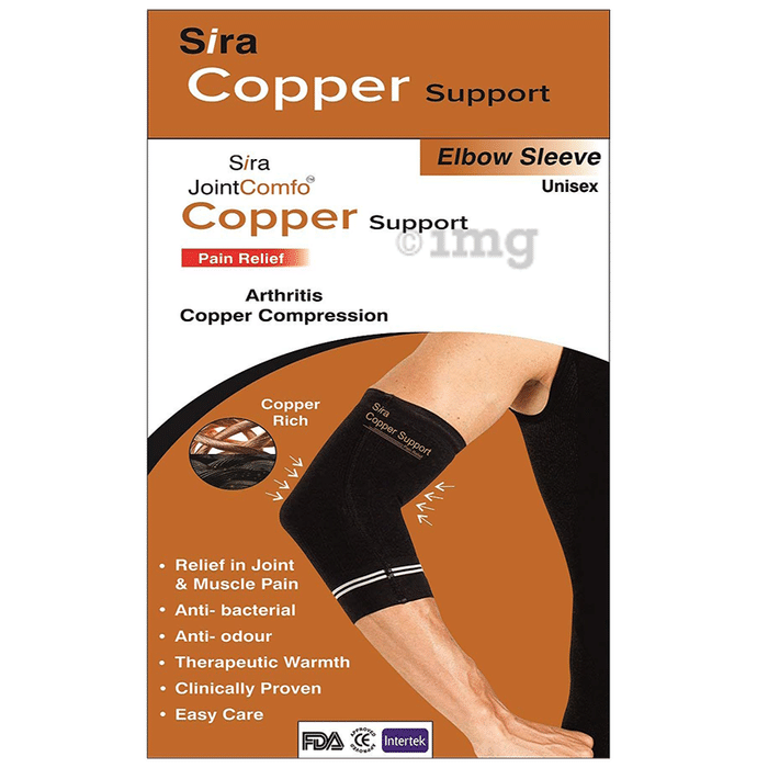 Sira Copper Compression Elbow Sleeve Support Medium Black