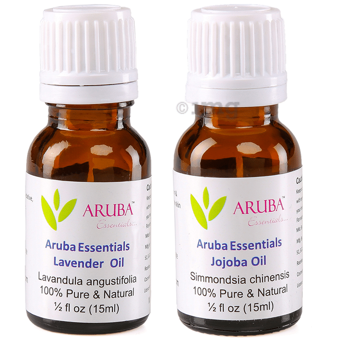 Aruba Essentials Combo Pack of Lavender Oil & Jojoba Oil (15ml Each)