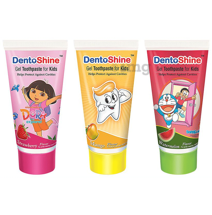 DentoShine Strawberry Mango & Watermelon Gel Toothpaste for Kids