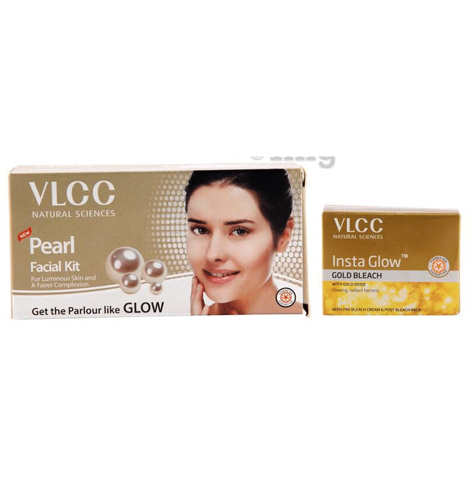 VLCC Natural Sciences Combo of Pearl Facial Kit & Insta Glow Gold Bleach