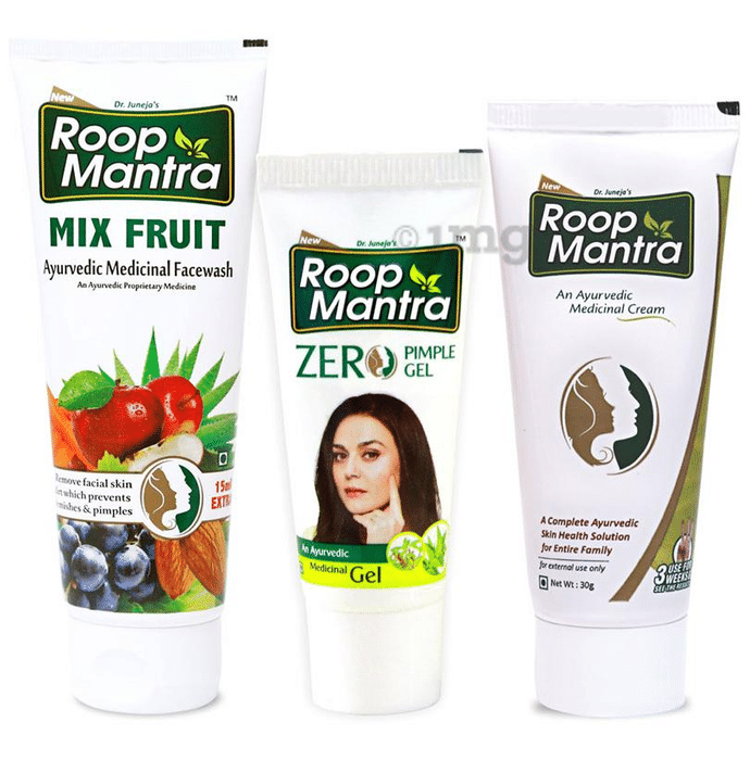 Roop Mantra  Combo Pack of Mix Fruit Face Wash 115ml, Zero Pimple Gel 15gm & Face Cream 30gm