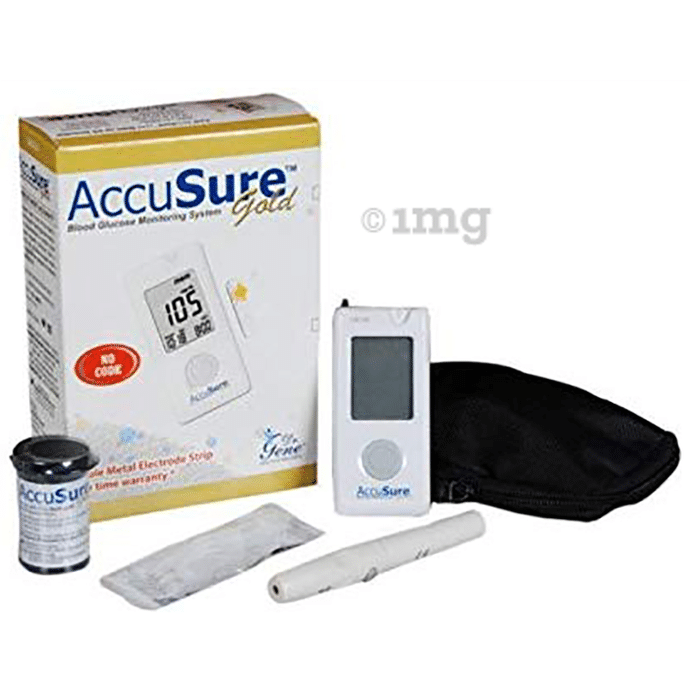 AccuSure Gold Blood Glucose Monitoring System Glucometer with 25 Test Strips