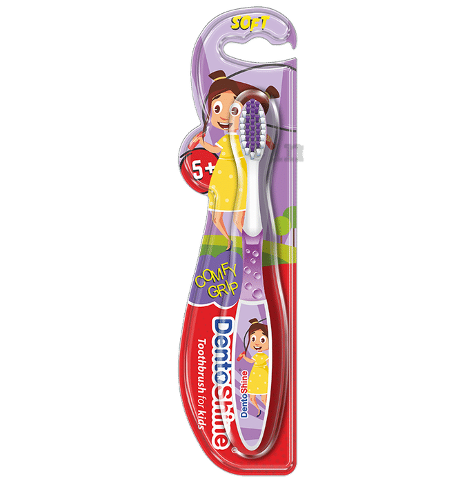DentoShine Comfy Grip Toothbrush for Kids Purple Age 5+