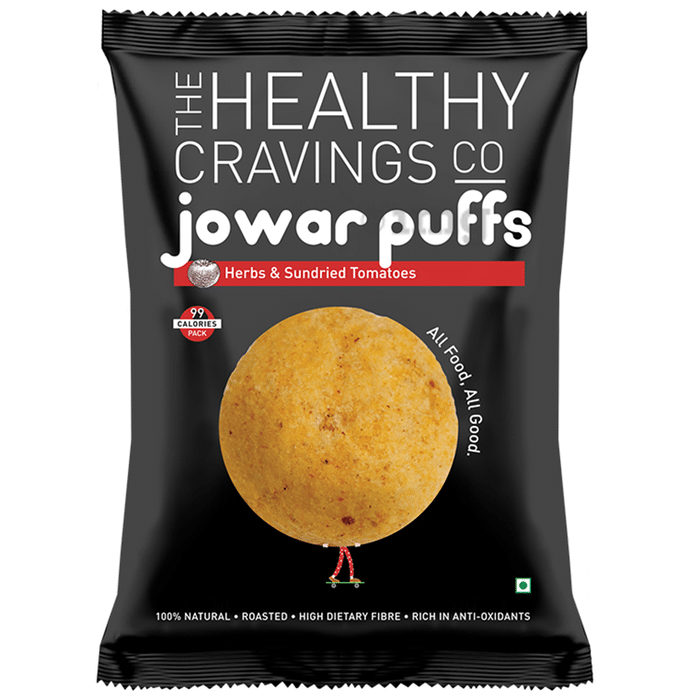 The Healthy Cravings Co Jowar Puffs Herbs and Sundried Tomatoes Pack of 6