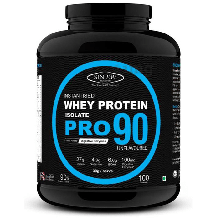 Sinew Nutrition Raw Whey Protein Isolate Pro 90% with Digestive Enzymes Unflavoured
