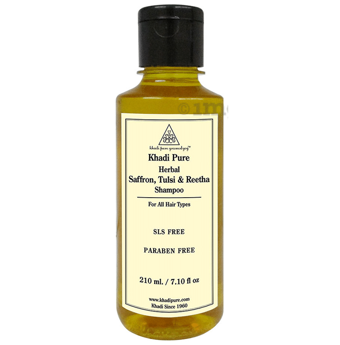 Khadi Pure Herbal Saffron, Tulsi & Reetha Shampoo SLS-Paraben Free