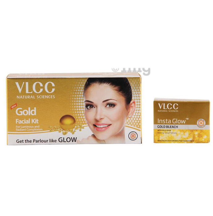 VLCC Natural Sciences Combo of Gold Facial Kit & Insta Glow Gold Bleach