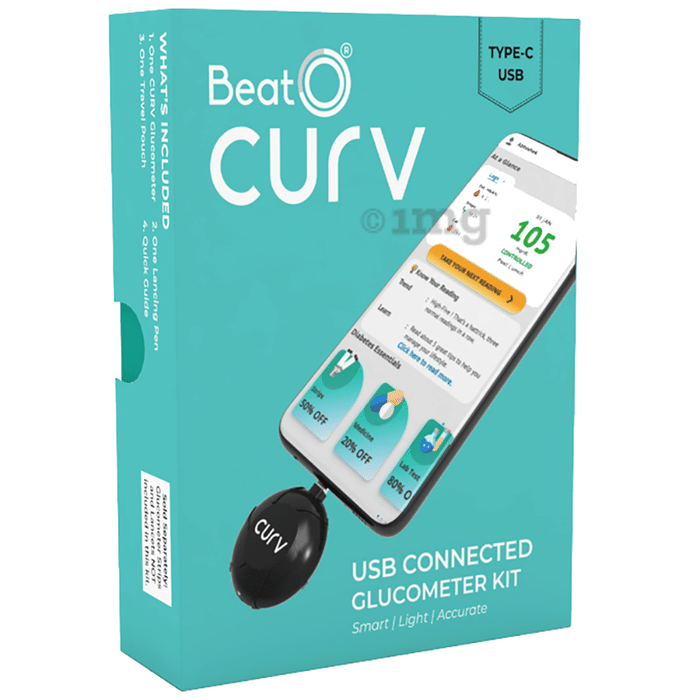 BeatO Curv Glucometer Kit - USB Type-C with 50 Strips