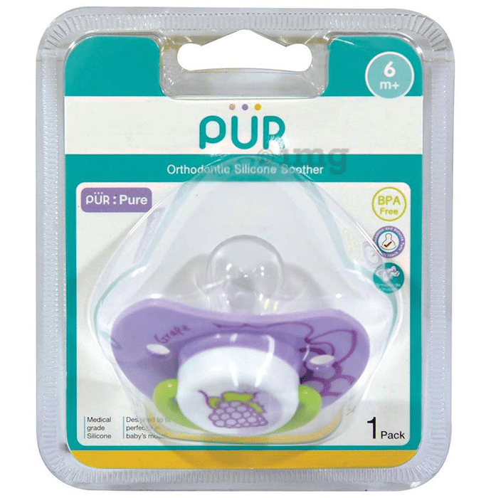 Pur Orthodontic Silicone Soother 6m+ Purple Regular