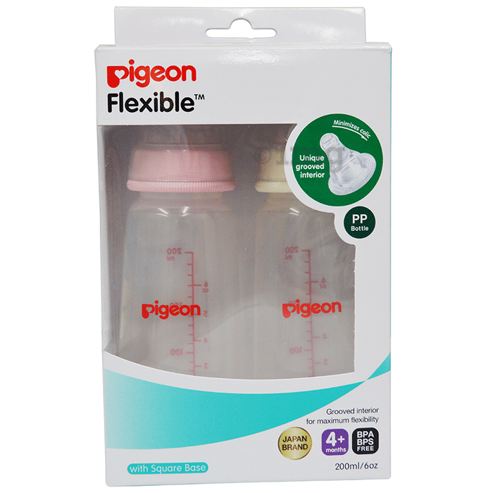 Pigeon Peristaltic Standard Neck Nursing Bottle Twin Pack Kpp with M-Type Nipple Pink and White
