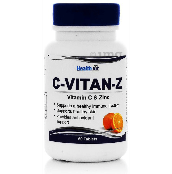 HealthVit C-Vitan-Z | With Vitamin C & Zinc | For Immunity, Antioxidant Support & Healthy Skin | Chewable Tablet Pack of 2