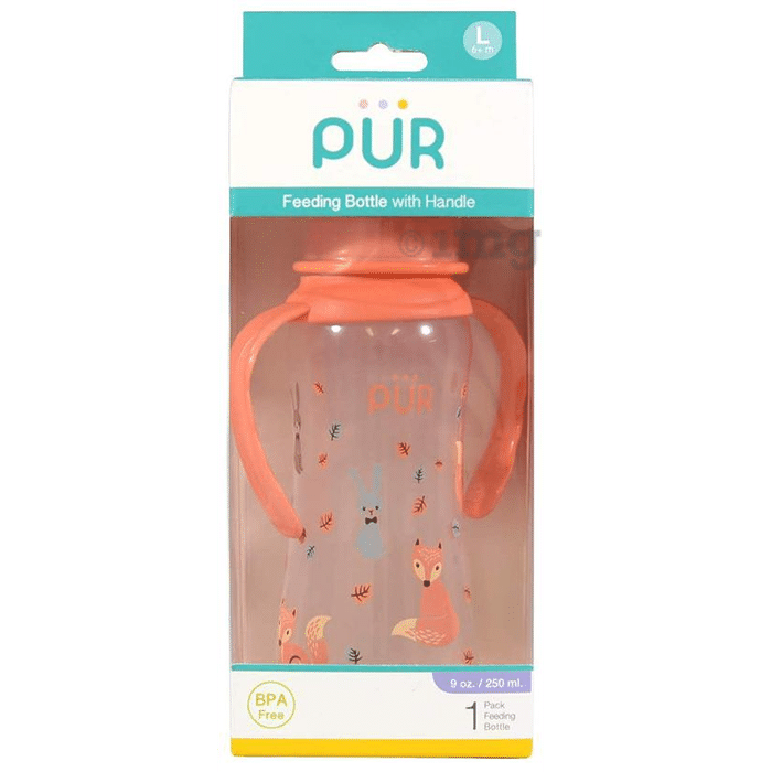 Pur Shaped Feeding Bottle with Handle Large Pink