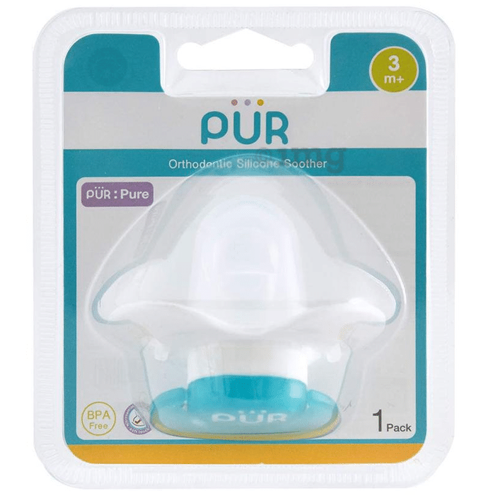 Pur Orthodontic Silicone Soother 3m+ Blue
