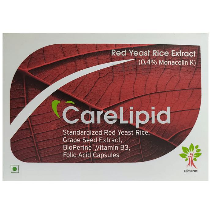 CareLipid Capsule with Red Yeast Rice, Grape Seed Extract, Bioprene, Vitamin D3 & Folic Acid