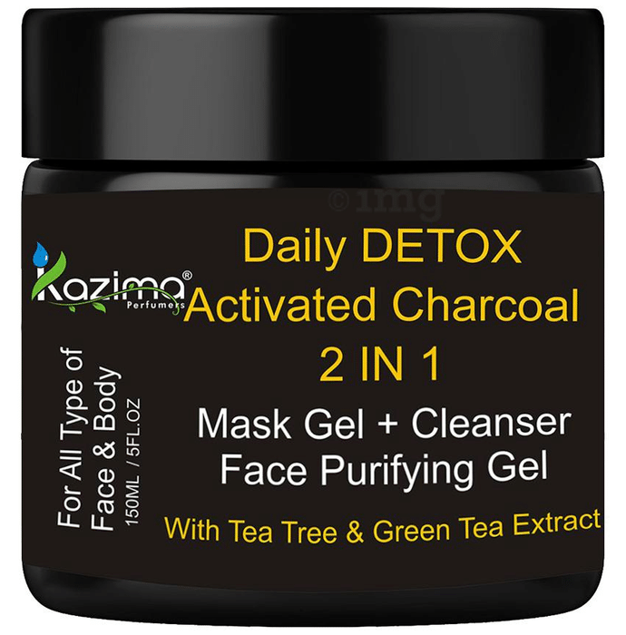 Kazima Daily Detox Activated Charcoal 2 In 1 Mask Gel+Cleanser Face Purifying Gel