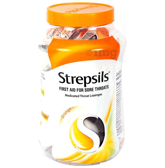Strepsils Medicated Throat Lozenges | For Sore Throat | Flavour Orange