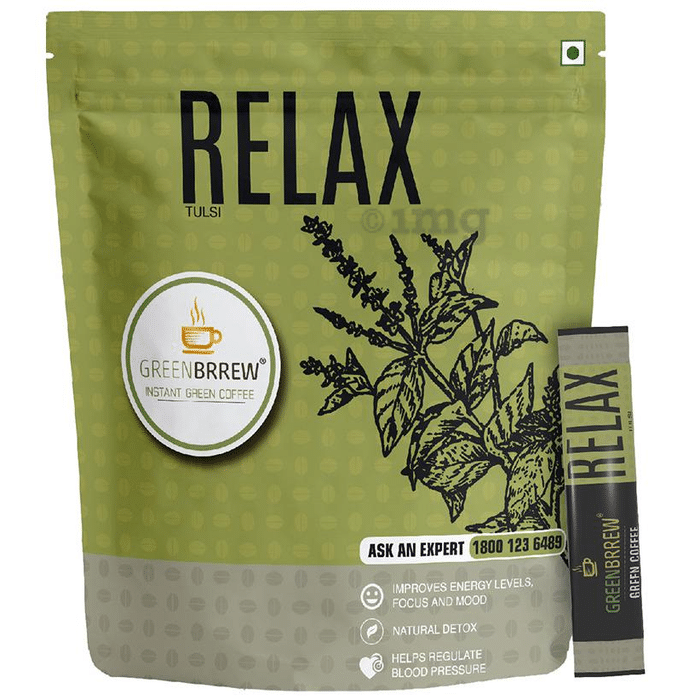 Green Brrew Relax Instant Green Coffee (1.5gm Each) Tulsi