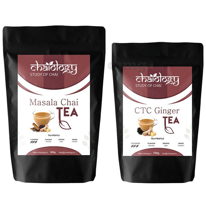 Chaiology Combo Pack of Masala Chai Tea 300gm and CTC Ginger Tea 150gm