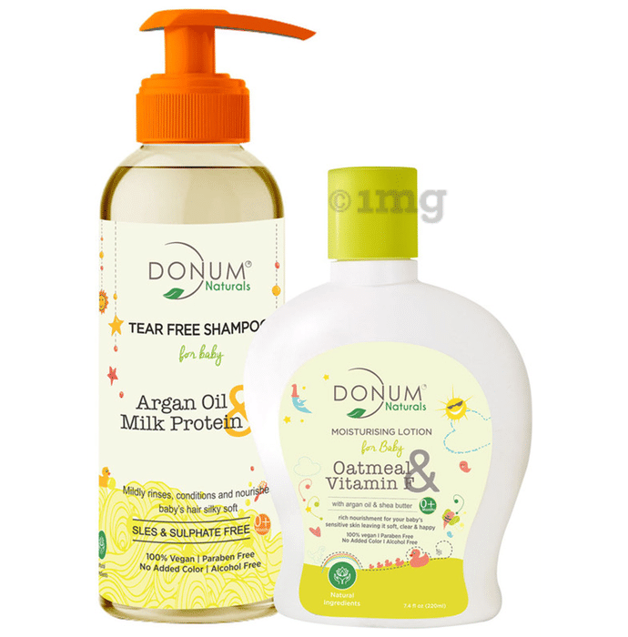 Donum Naturals Combo Pack of Tear Free Shampoo and Oatmeal & Vitamin F Moisturising Lotion for Baby