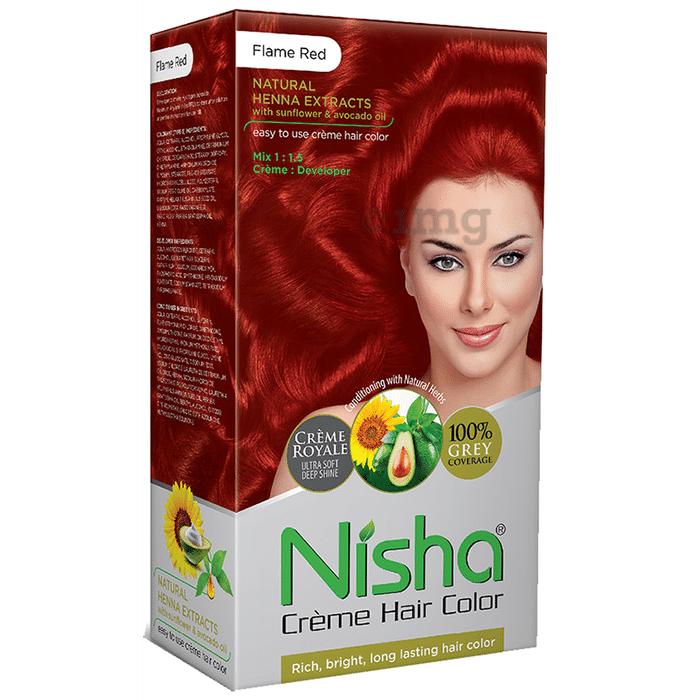 Nisha Creme Hair Color Flame Red: Buy box of 150 gm Cream at best price in  India | 1mg